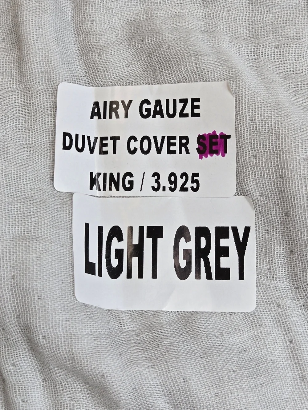 NWT QUINCE Organic Cotton Gauze Duvet Cover King/Cal King Light Grey 8547